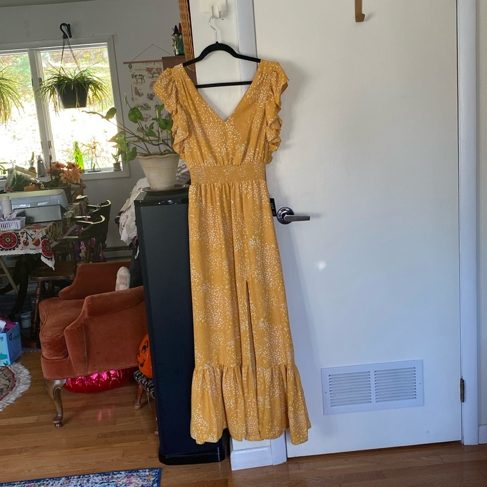 Express Flutter Sleeve cinched waist maxi dress- XS